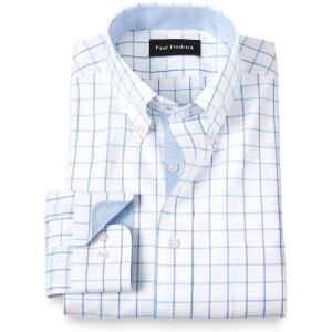 imagePaul Fredrick Mens Classic Fit Comfort Stretch NonIron Check Dress ShirtLight Blue