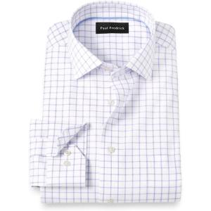 imagePaul Fredrick Mens Classic Fit Comfort Stretch NonIron Windowpane Dress ShirtLavender