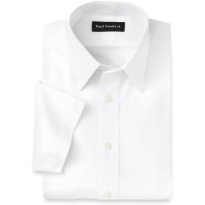 imagePaul Fredrick Mens Classic Fit NonIron Cotton Solid Short Sleeve Dress ShirtWhite