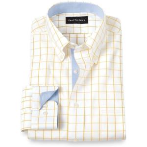 imagePaul Fredrick Mens Slim Fit Comfort Stretch NonIron Check Dress ShirtYellow