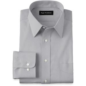 imagePaul Fredrick Mens Tailored Fit Cotton NonIron Pinpoint Cotton Dress ShirtGrey