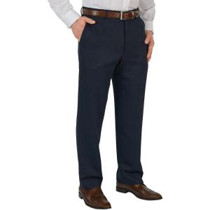 imagePaul Fredrick Mens Microfiber Solid Flat Front PantsNavy