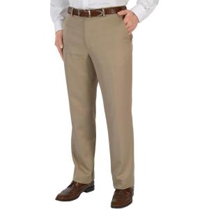 imagePaul Fredrick Mens Microfiber Solid Flat Front PantsTan