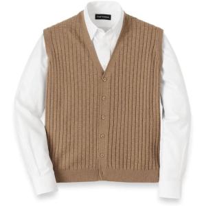 imagePaul Fredrick Mens Cotton Button Front Cardigan VestCamel