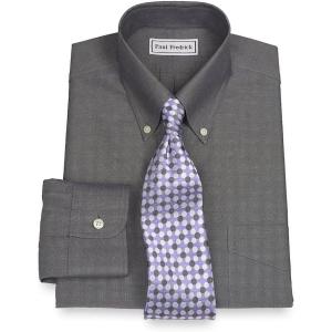 imagePaul Fredrick Mens Slim Fit NonIron Cotton Button Down Collar Dress ShirtBlack