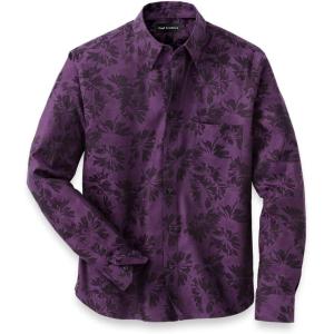 imagePaul Fredrick Mens Classic Fit Cotton Floral Jacquard Casual Shirt Purple 3xl SFU160L