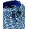 imagePaul Fredrick Mens Slim Fit NonIron Cotton Check Dress ShirtBlueGreen