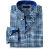 imagePaul Fredrick Mens Slim Fit NonIron Cotton Check Dress ShirtBlueGreen