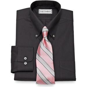 imagePaul Fredrick Mens Slim Fit NonIron Cotton Button Down Collar Dress Shirt Size 16532 Black