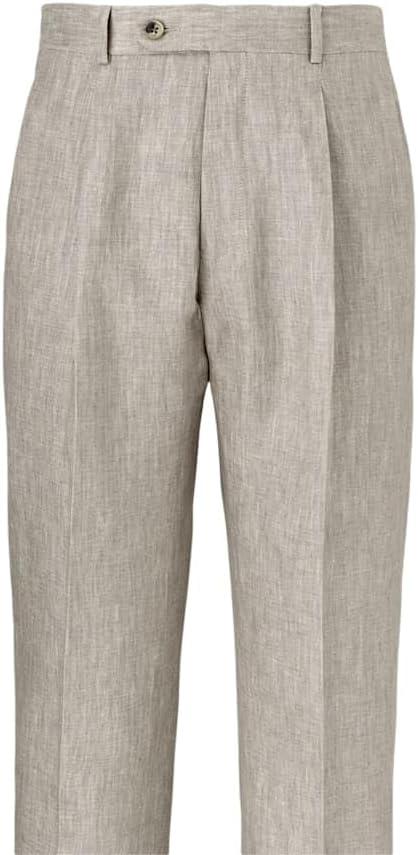 imagePaul Fredrick Mens Linen Chambray Twill Single Pleat Pants Size 32 X 32