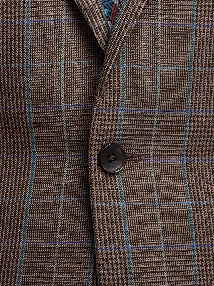 imagePaul Fredrick Mens Wool Blend Plaid Single Breasted Notch Lapel Suit Jacket