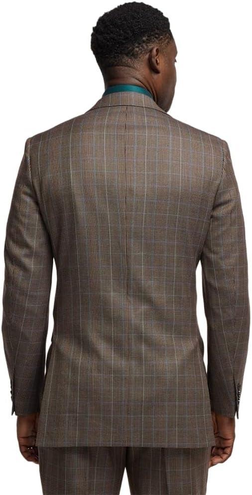 imagePaul Fredrick Mens Wool Blend Plaid Single Breasted Notch Lapel Suit Jacket