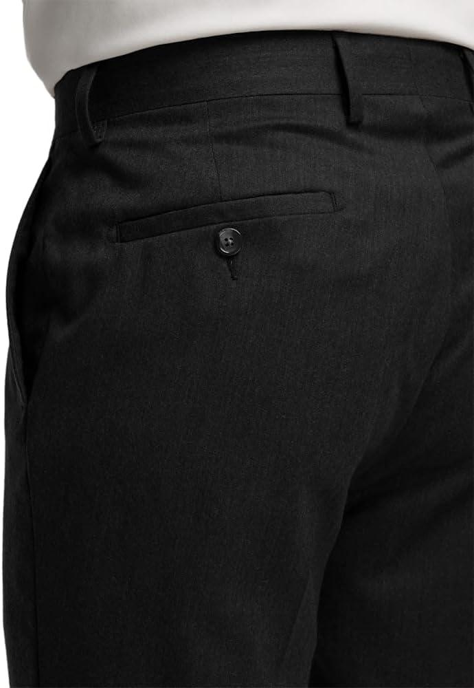 imagePaul Fredrick Mens Wool Flannel Solid Flat Front PantsBlack
