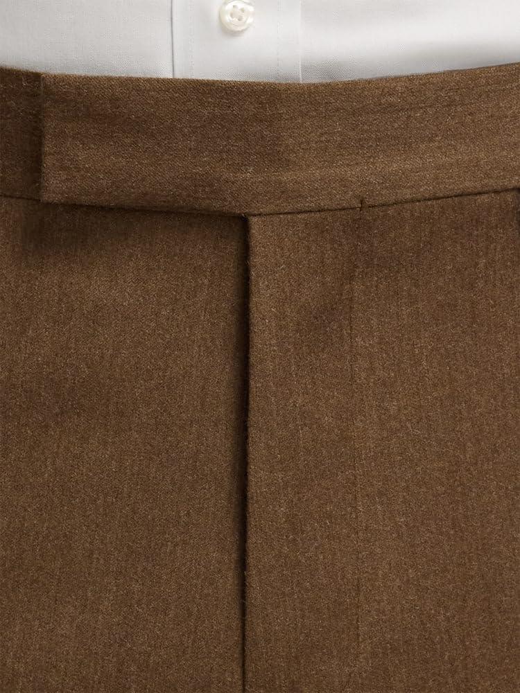 imagePaul Fredrick Mens Wool Flannel Solid Flat Front PantsBrown
