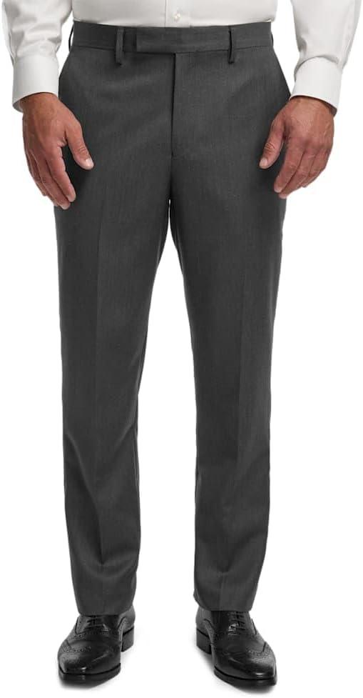 imagePaul Fredrick Mens Wool Flannel Solid Flat Front PantsCharcoal