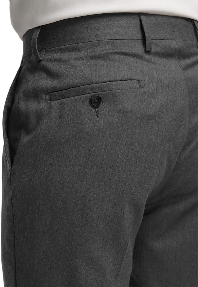 imagePaul Fredrick Mens Wool Flannel Solid Flat Front PantsCharcoal