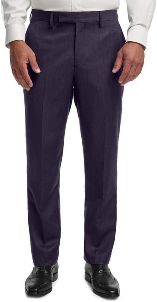 imagePaul Fredrick Mens Wool Flannel Solid Flat Front PantsPurple