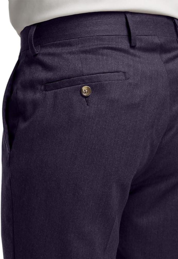 imagePaul Fredrick Mens Wool Flannel Solid Flat Front PantsPurple
