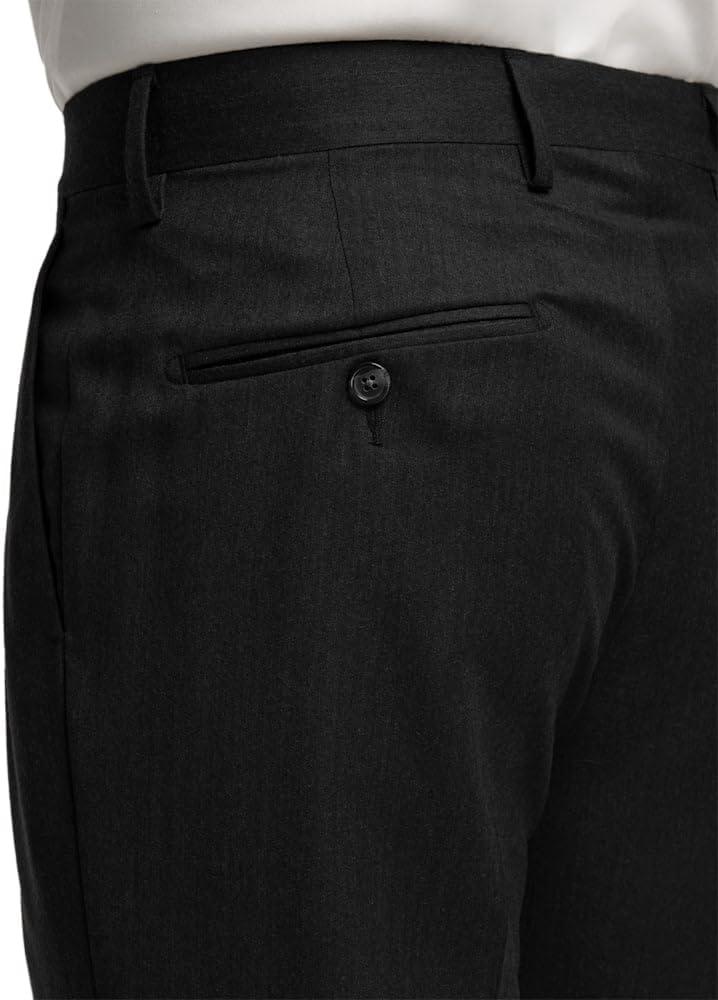 imagePaul Fredrick Mens Wool Flannel Solid Pleated PantsBlack