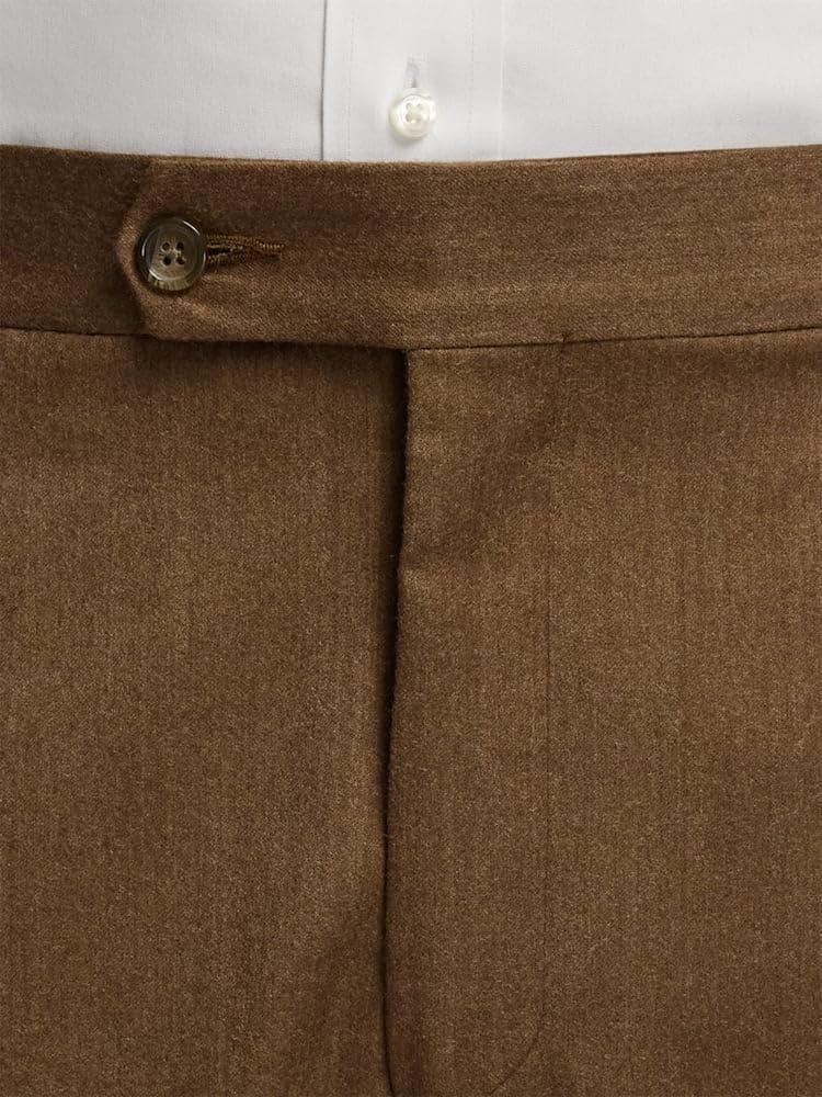 imagePaul Fredrick Mens Wool Flannel Solid Pleated PantsBrown