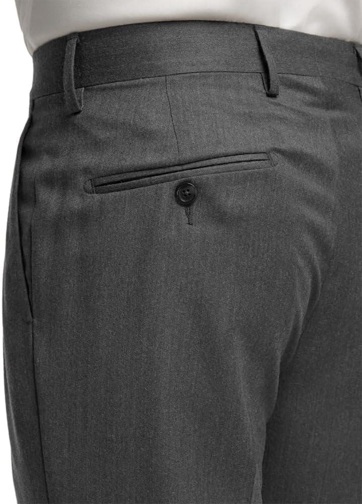 imagePaul Fredrick Mens Wool Flannel Solid Pleated PantsCharcoal
