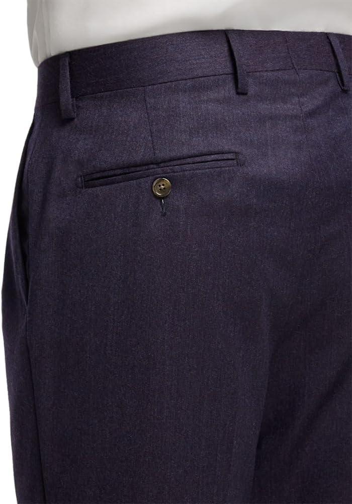 imagePaul Fredrick Mens Wool Flannel Solid Pleated PantsPurple