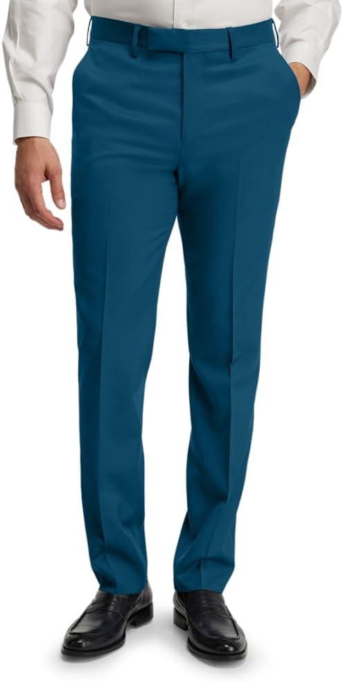 imagePaul Fredrick Mens Wool Gabardine Flat Front PantsDark Teal