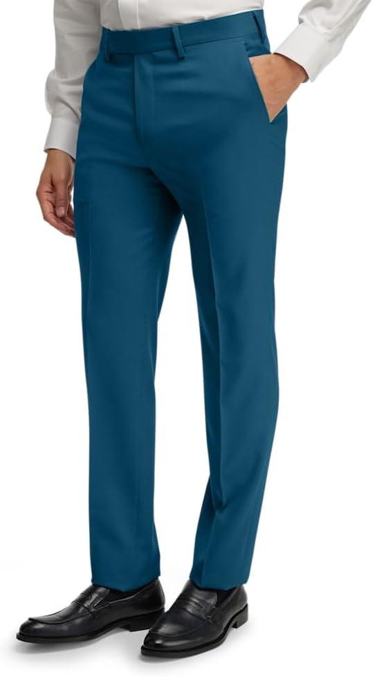 imagePaul Fredrick Mens Wool Gabardine Flat Front PantsDark Teal