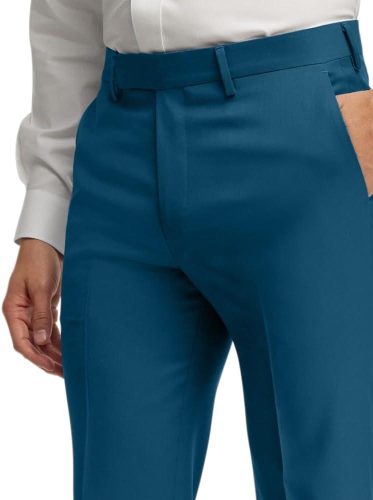 imagePaul Fredrick Mens Wool Gabardine Flat Front PantsDark Teal
