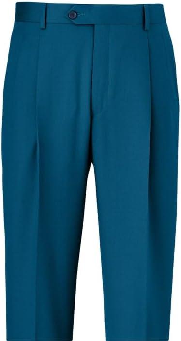imagePaul Fredrick Mens Wool Gabardine Pleated PantsDark Teal