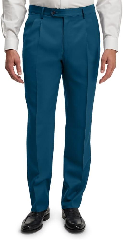 imagePaul Fredrick Mens Wool Gabardine Pleated PantsDark Teal