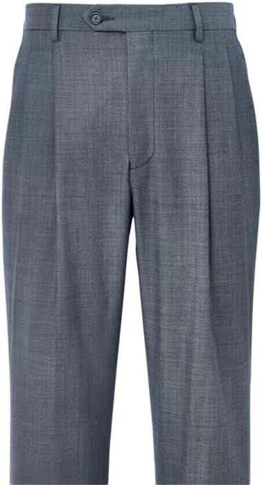 imagePaul Fredrick Mens Wool Sharkskin Pleated Pants Grey 56