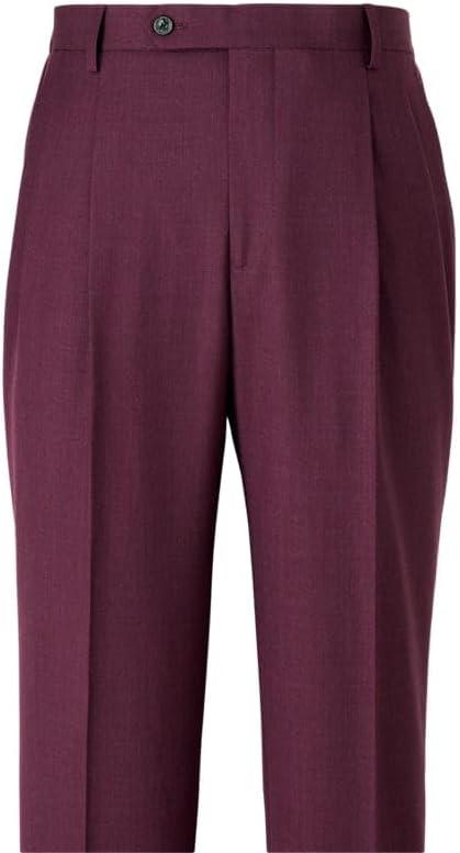 imagePaul Fredrick Mens Wool Stretch Bengaline Double Pleat Suit Pants