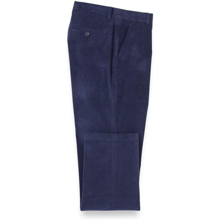 imagePaul Fredrick Mens Cotton Stretch Corduroy Flat Front PantsBlue