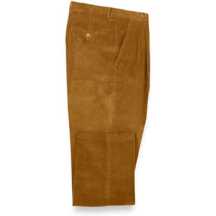 imagePaul Fredrick Mens Cotton Stretch Corduroy Pleated PantsDark Gold