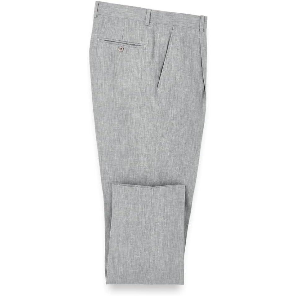 imagePaul Fredrick Mens Linen Chambray Twill Single Pleat Pants Size 32 X 32