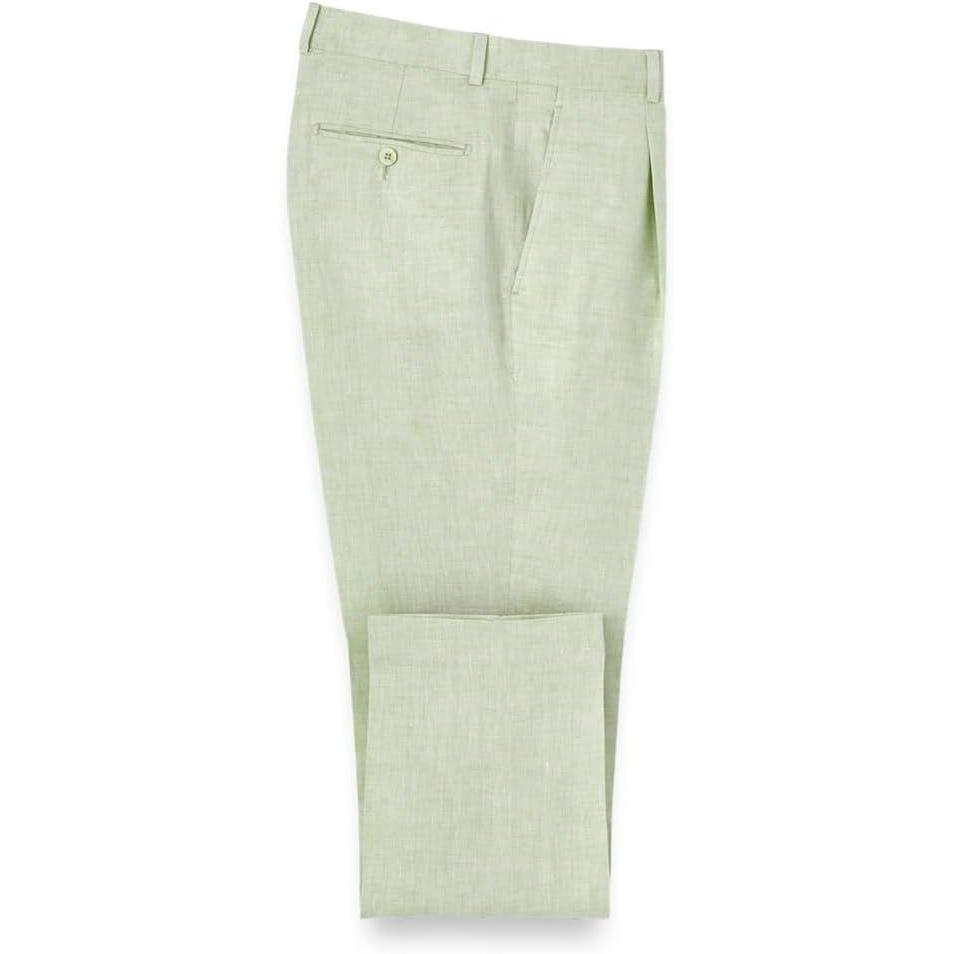 imagePaul Fredrick Mens Linen Chambray Twill Single Pleat Pants Size 42 X 34