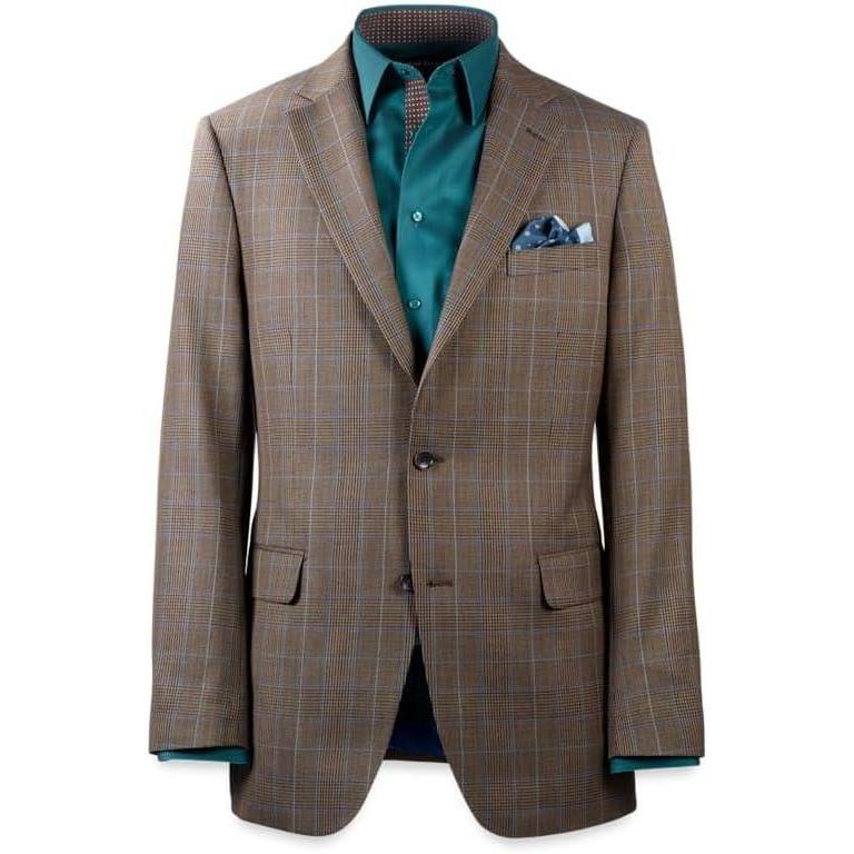 imagePaul Fredrick Mens Wool Blend Plaid Single Breasted Notch Lapel Suit Jacket