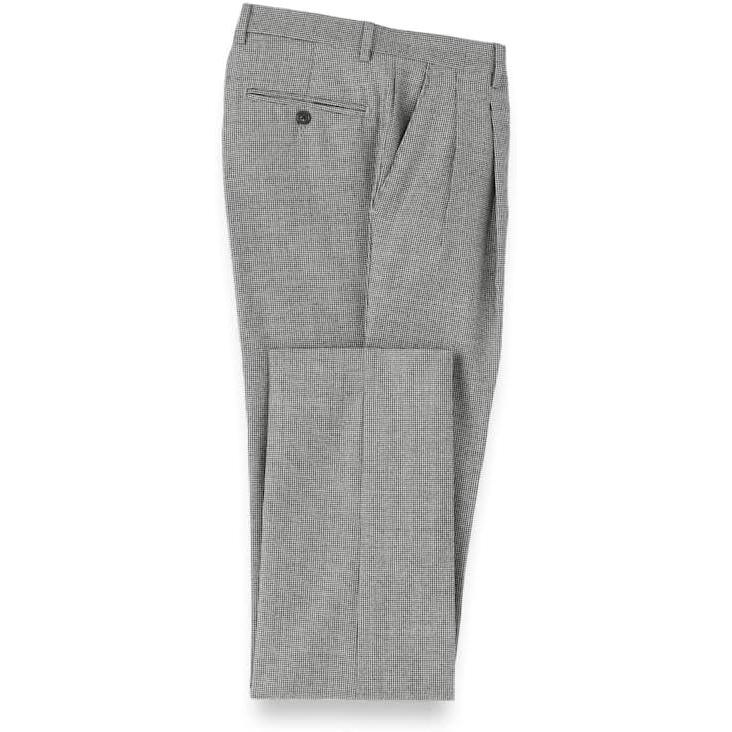 imagePaul Fredrick Mens Wool Flannel Houndstooth Pleated PantsBlack