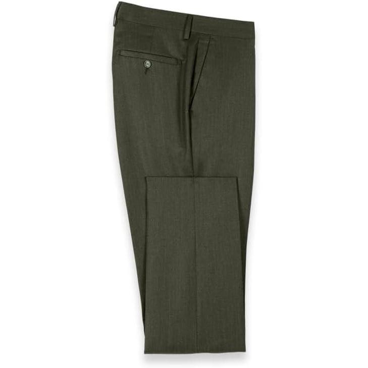 imagePaul Fredrick Mens Wool Flannel Solid Flat Front PantsDark Green