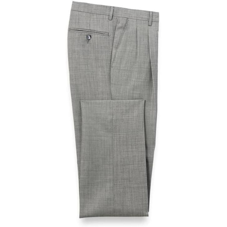 imagePaul Fredrick Mens Wool Sharkskin Pleated Pants Grey 52