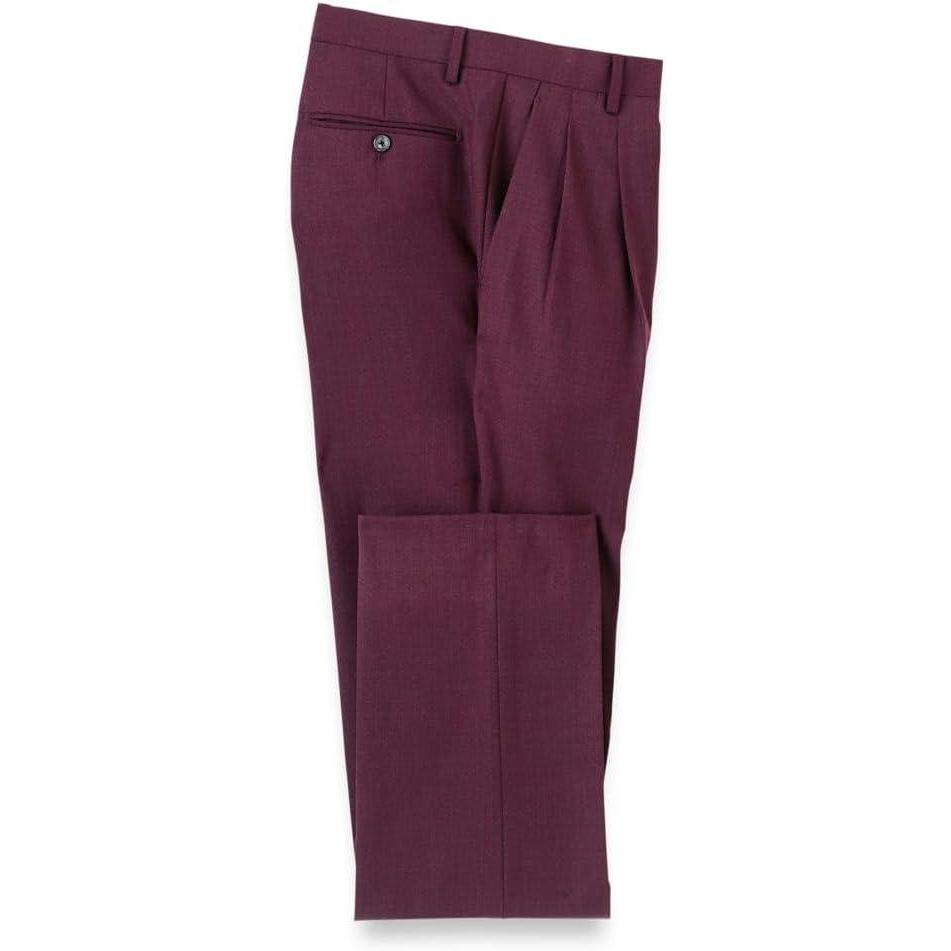 imagePaul Fredrick Mens Wool Stretch Bengaline Double Pleat Suit Pants