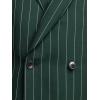 imagePaul Fredrick Mens Wool Stretch Stripe Double Breasted Peak Lapel Suit Jacket