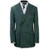 imagePaul Fredrick Mens Wool Stretch Stripe Double Breasted Peak Lapel Suit Jacket