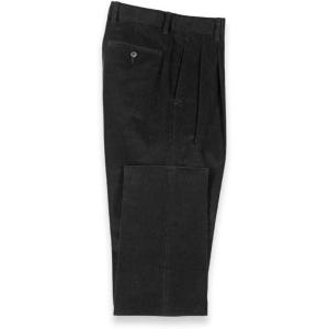 imagePaul Fredrick Mens Cotton Stretch Corduroy Pleated PantsBlack