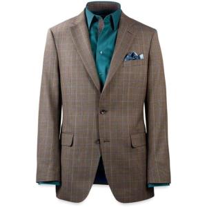 imagePaul Fredrick Mens Wool Blend Plaid Single Breasted Notch Lapel Suit Jacket