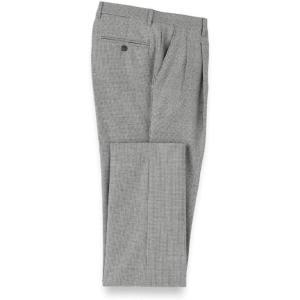 imagePaul Fredrick Mens Wool Flannel Houndstooth Pleated PantsBlack