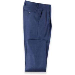 imagePaul Fredrick Mens Wool Flannel Houndstooth Pleated PantsBlue