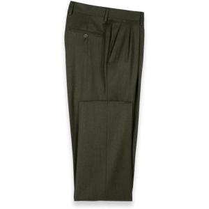 imagePaul Fredrick Mens Wool Flannel Solid Pleated PantsDark Green