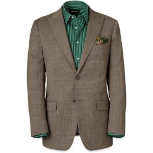 imagePaul Fredrick Mens Wool Stretch Micro Check Peak Lapel Suit Jacket